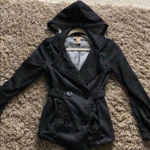 hooded light peacoat jacket